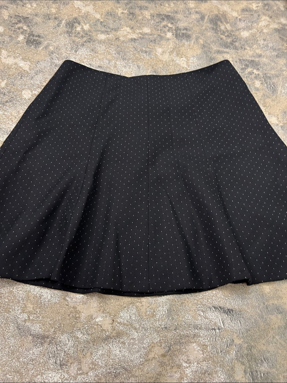 Ann Taylor Black Skater Skirt with Tiny White Pin Dots